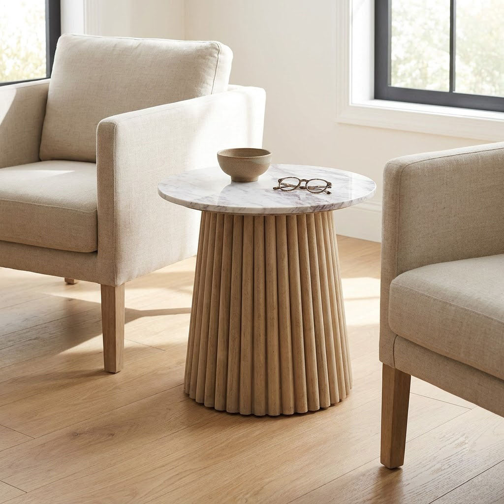 Edgar Round Side Table With Marble Top