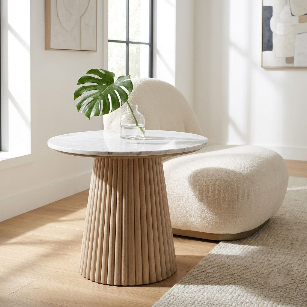 Edgar Round Side Table With Marble Top