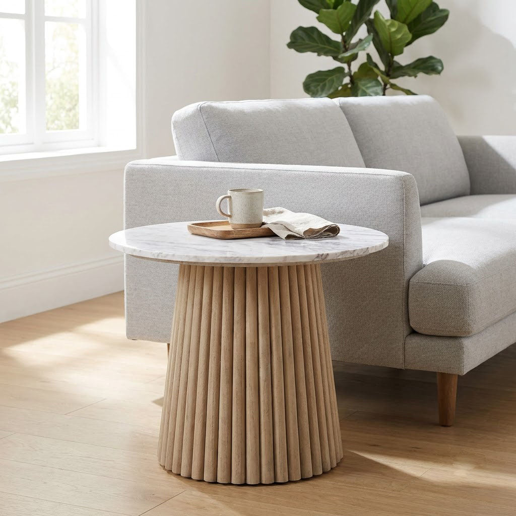 Edgar Round Side Table With Marble Top