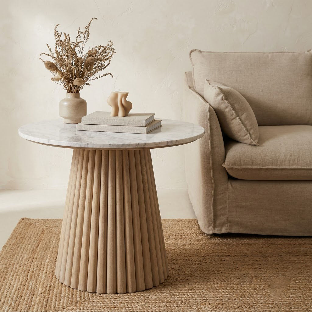 Edgar Round Side Table With Marble Top