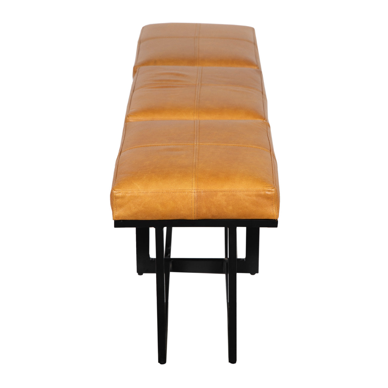 Elmer Metal Base with Buff Leather Upholstered Bench