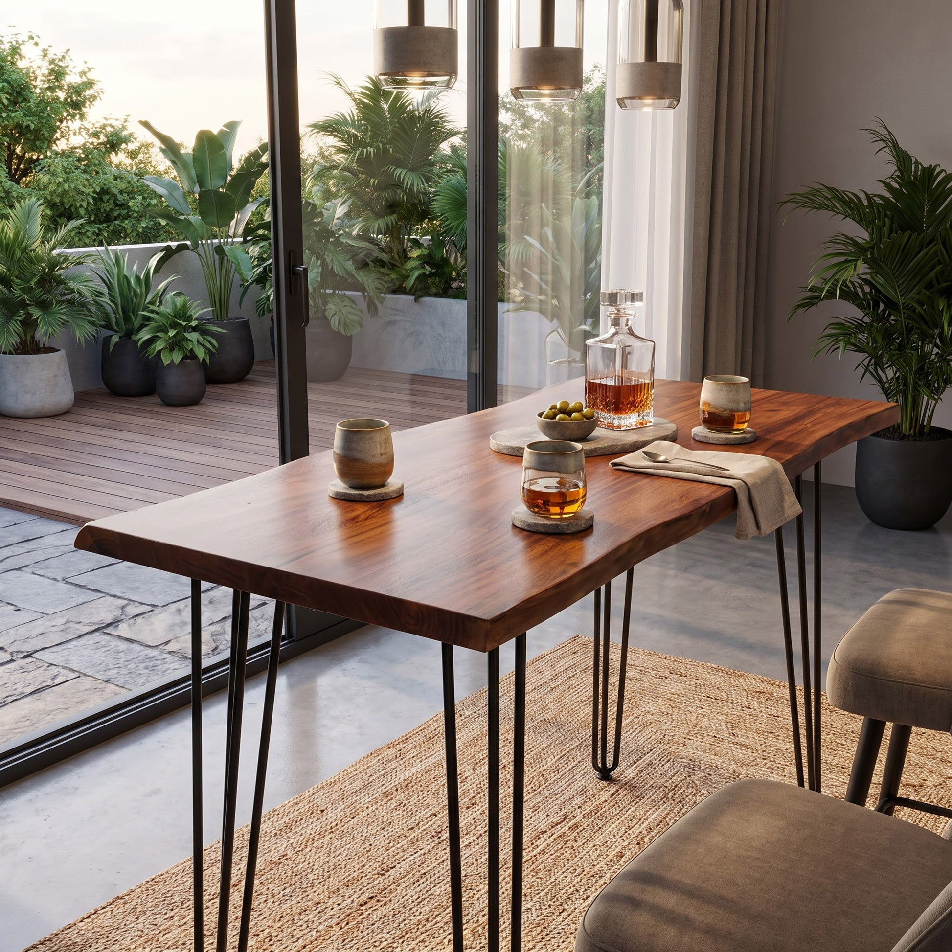 Forge Acacia Wood Counter Height Dining Table - Black Iron