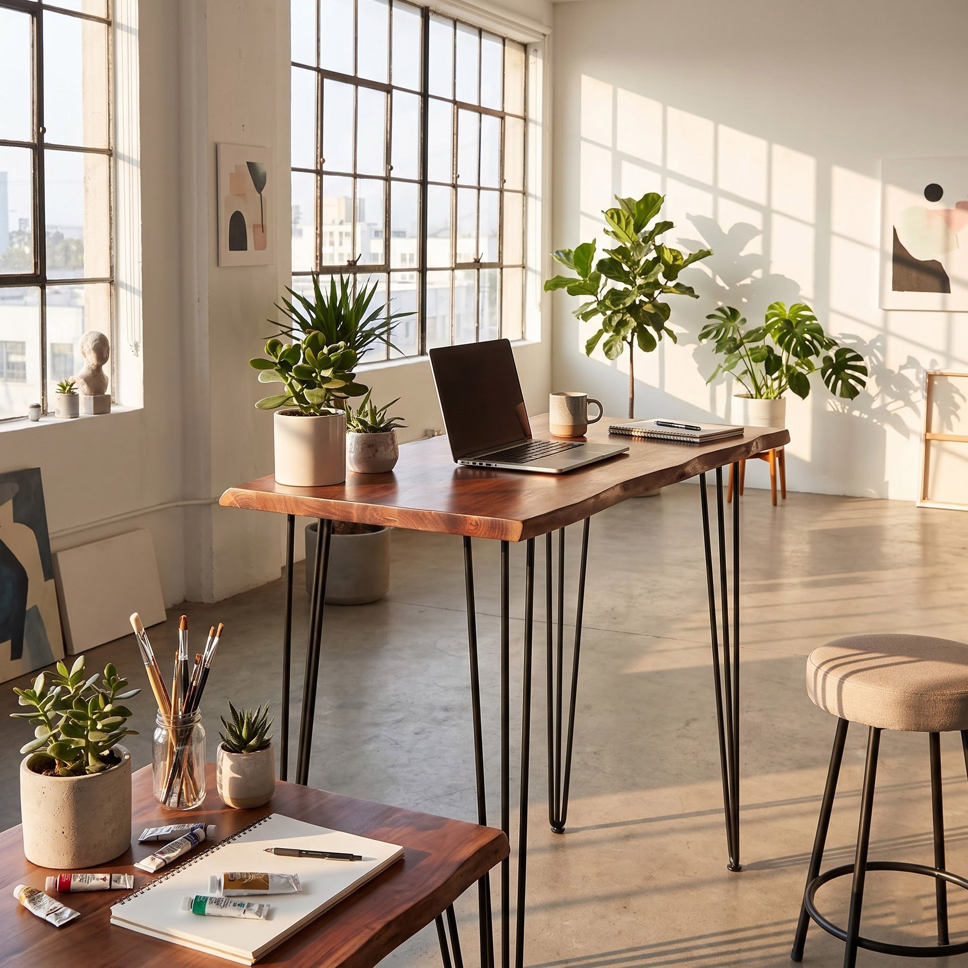 Forge Acacia Wood Counter Height Dining Table - Black Iron