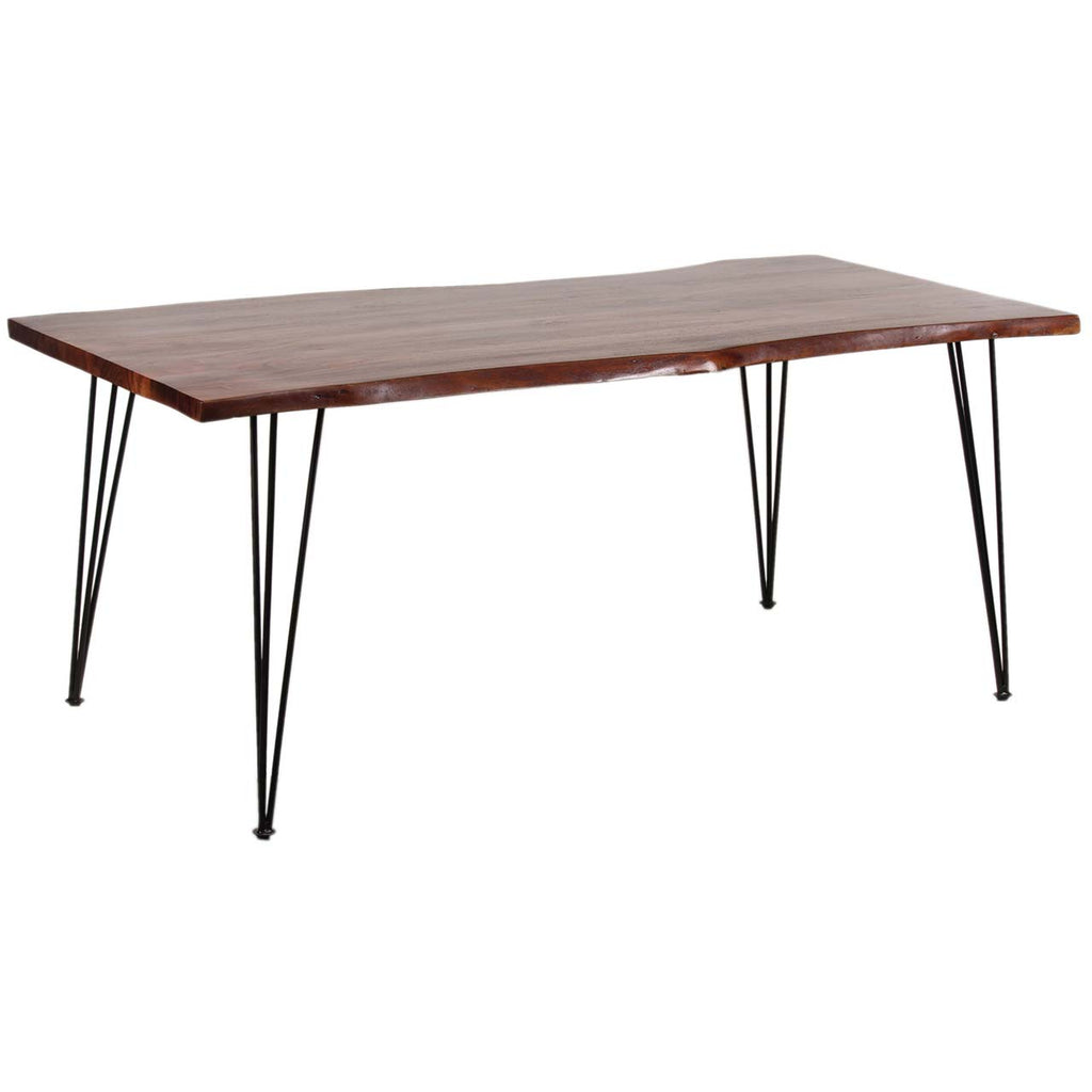 Forge Acacia Wood Dining Table Large - Black Iron / Washed Walnut