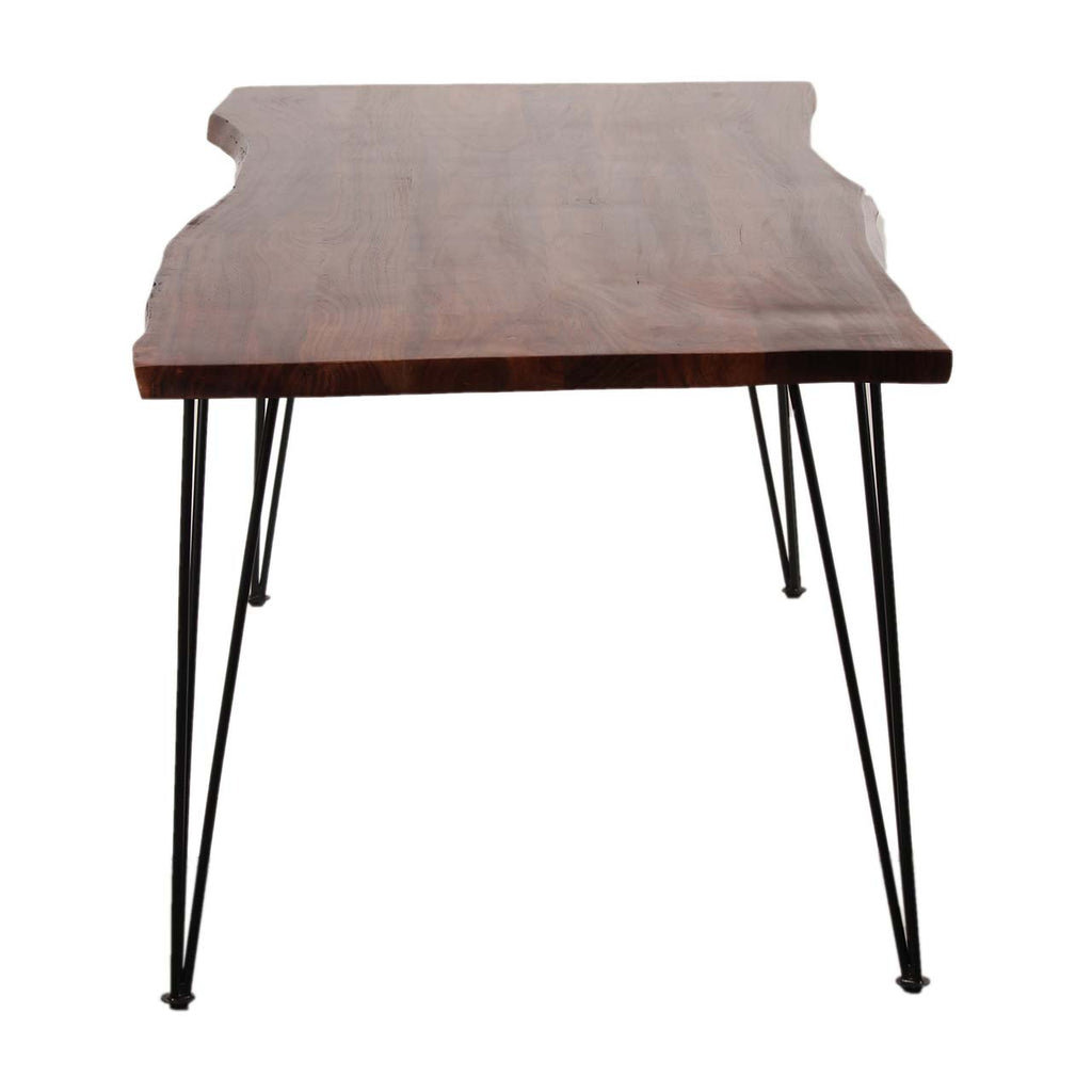 Forge Acacia Wood Dining Table Large - Black Iron / Washed Walnut