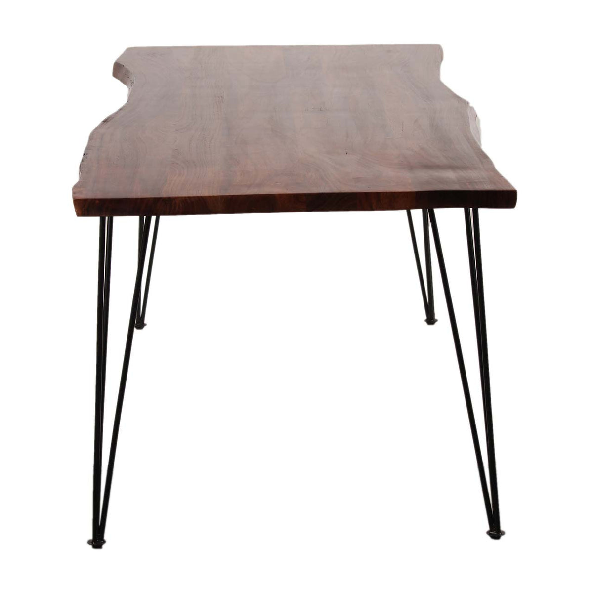 Forge Acacia Wood Dining Table Large - Black Iron / Washed Walnut