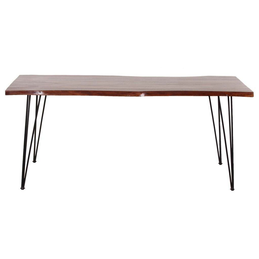 Forge Acacia Wood Dining Table Large - Black Iron / Washed Walnut