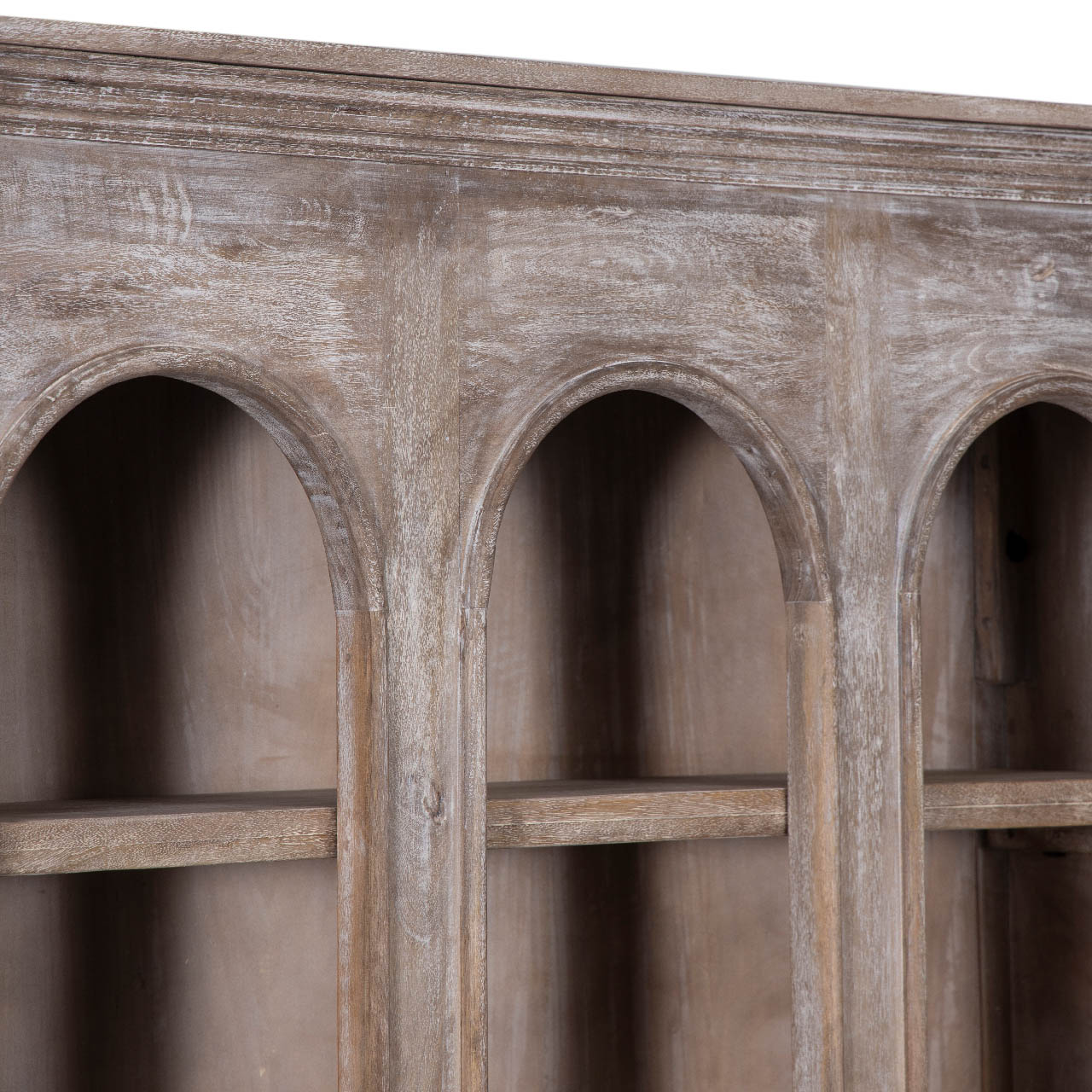 Franco Mango Wood Bookshelf - Grey White Washed