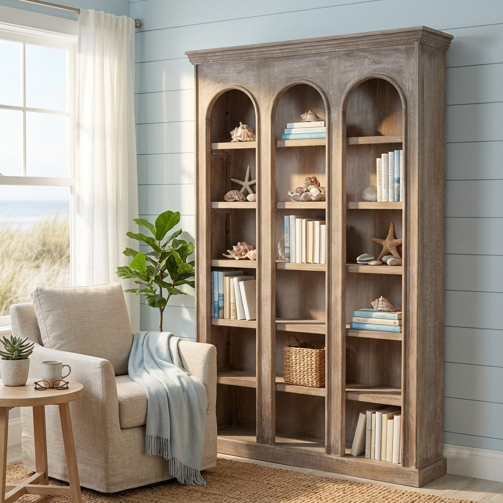 Franco Mango Wood Bookshelf - Grey White Washed
