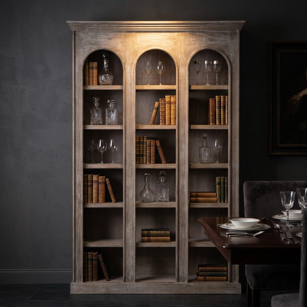 Franco Mango Wood Bookshelf - Grey White Washed