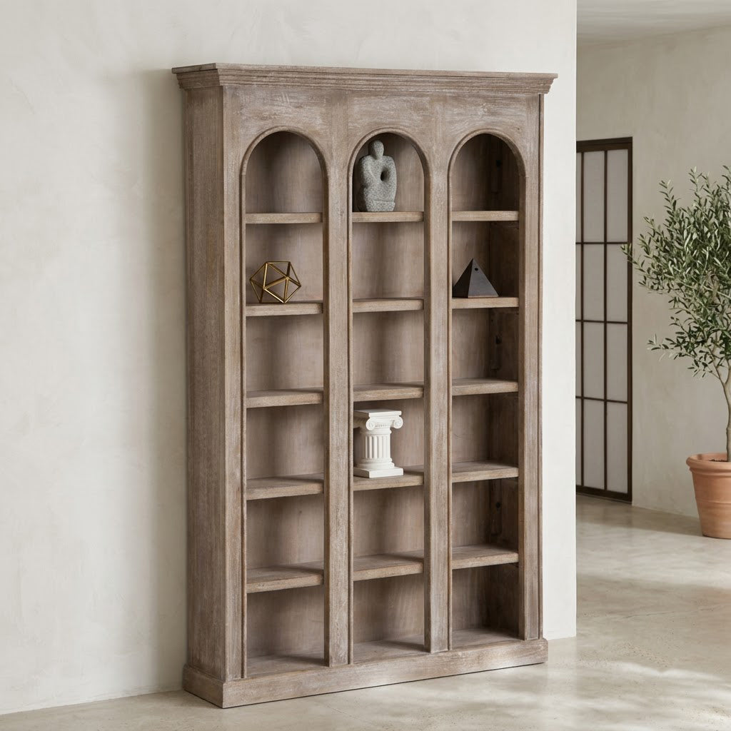 Franco Mango Wood Bookshelf - Grey White Washed