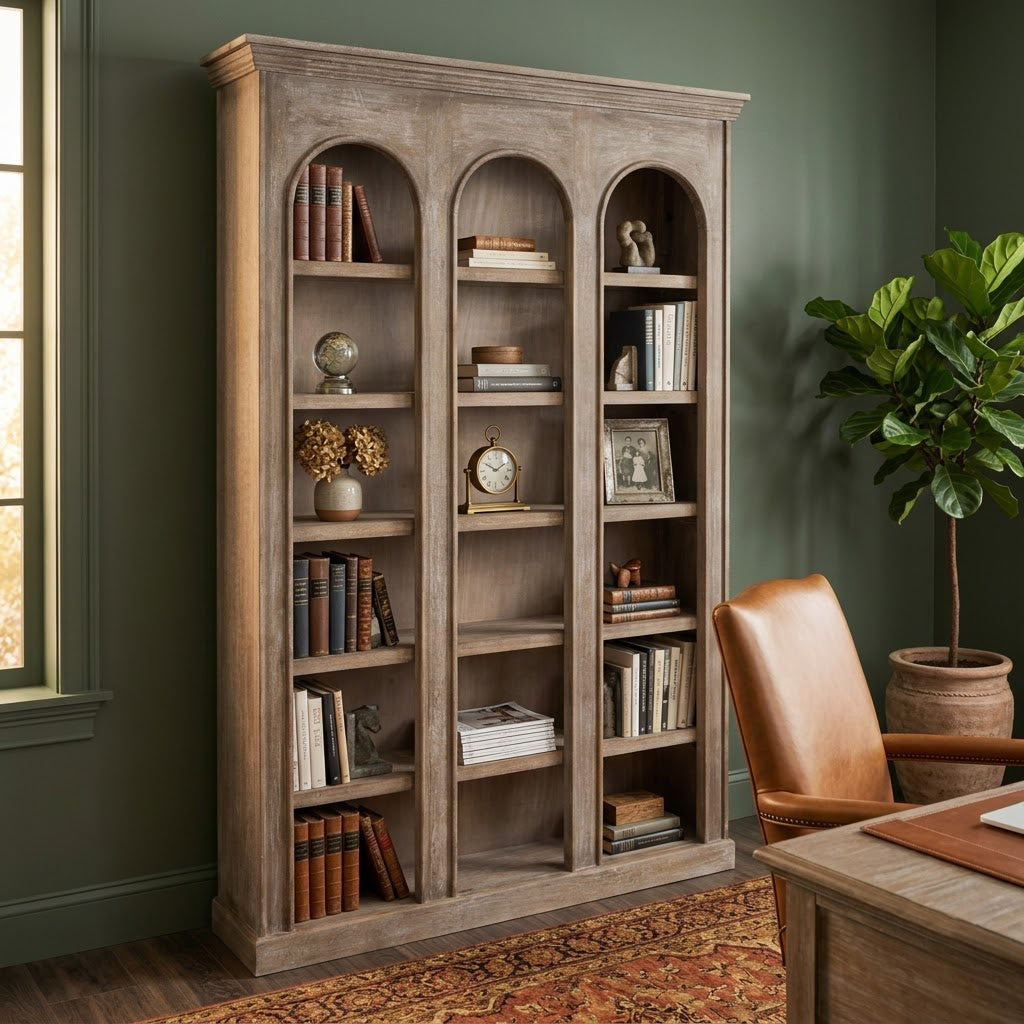 Franco Mango Wood Bookshelf - Grey White Washed