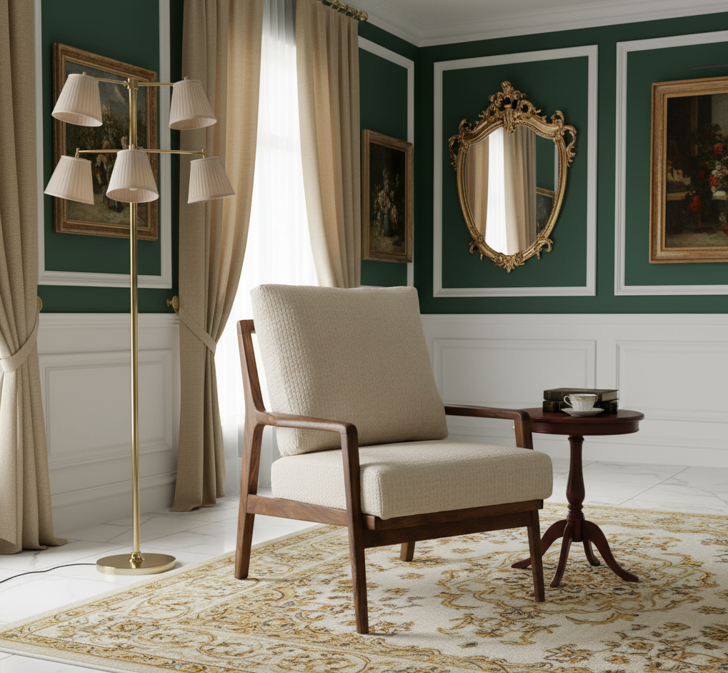 Gala Acacia Wood Fabric Arm Chair