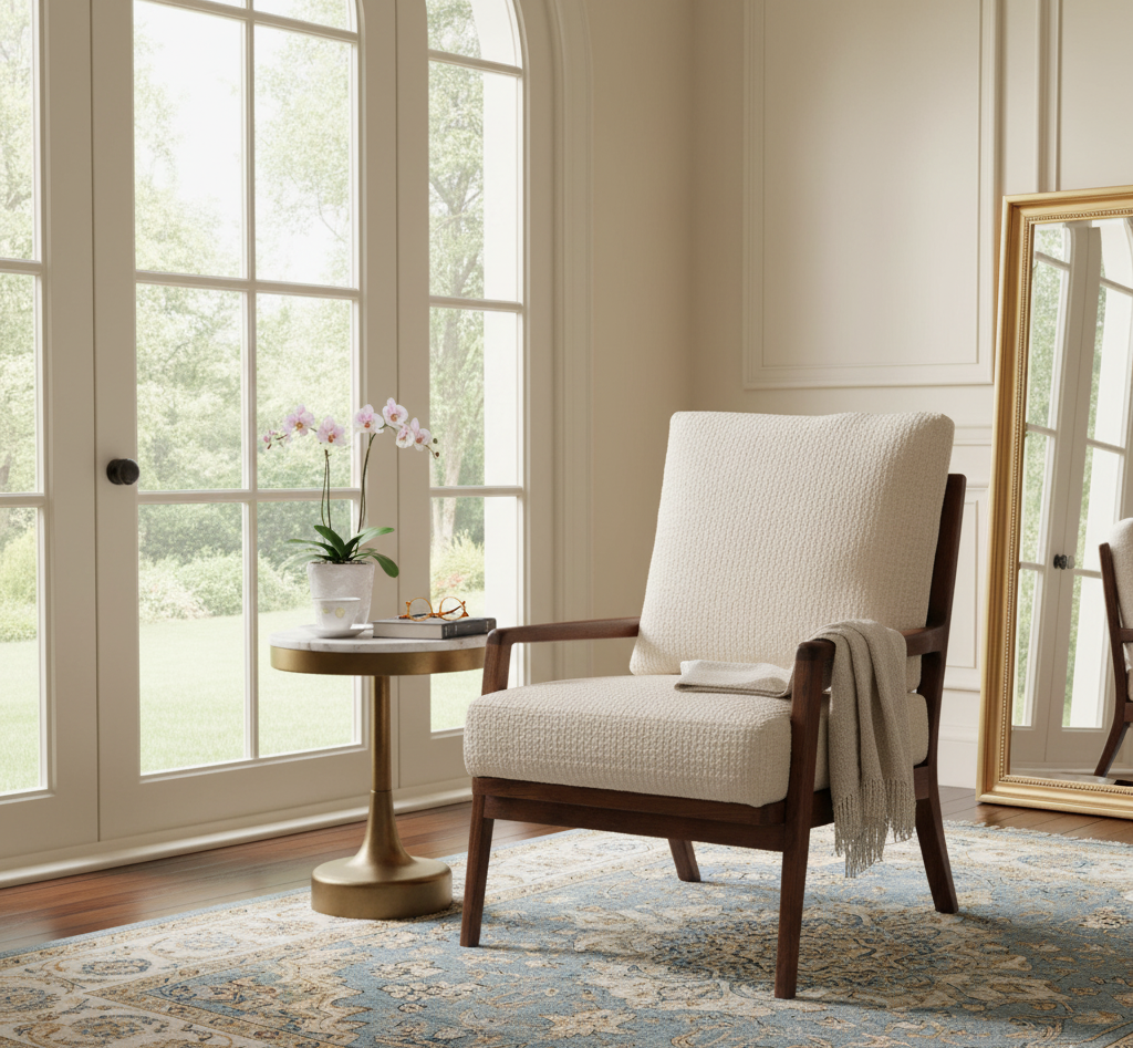 Gala Acacia Wood Fabric Arm Chair