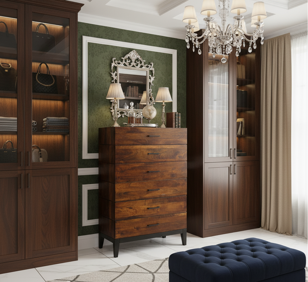 Evoke Mango Wood 6 Drawer Highboy
