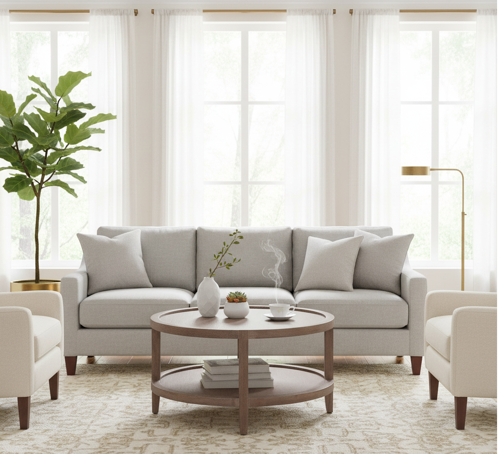 Mersing Oak Wood Round Coffee Table