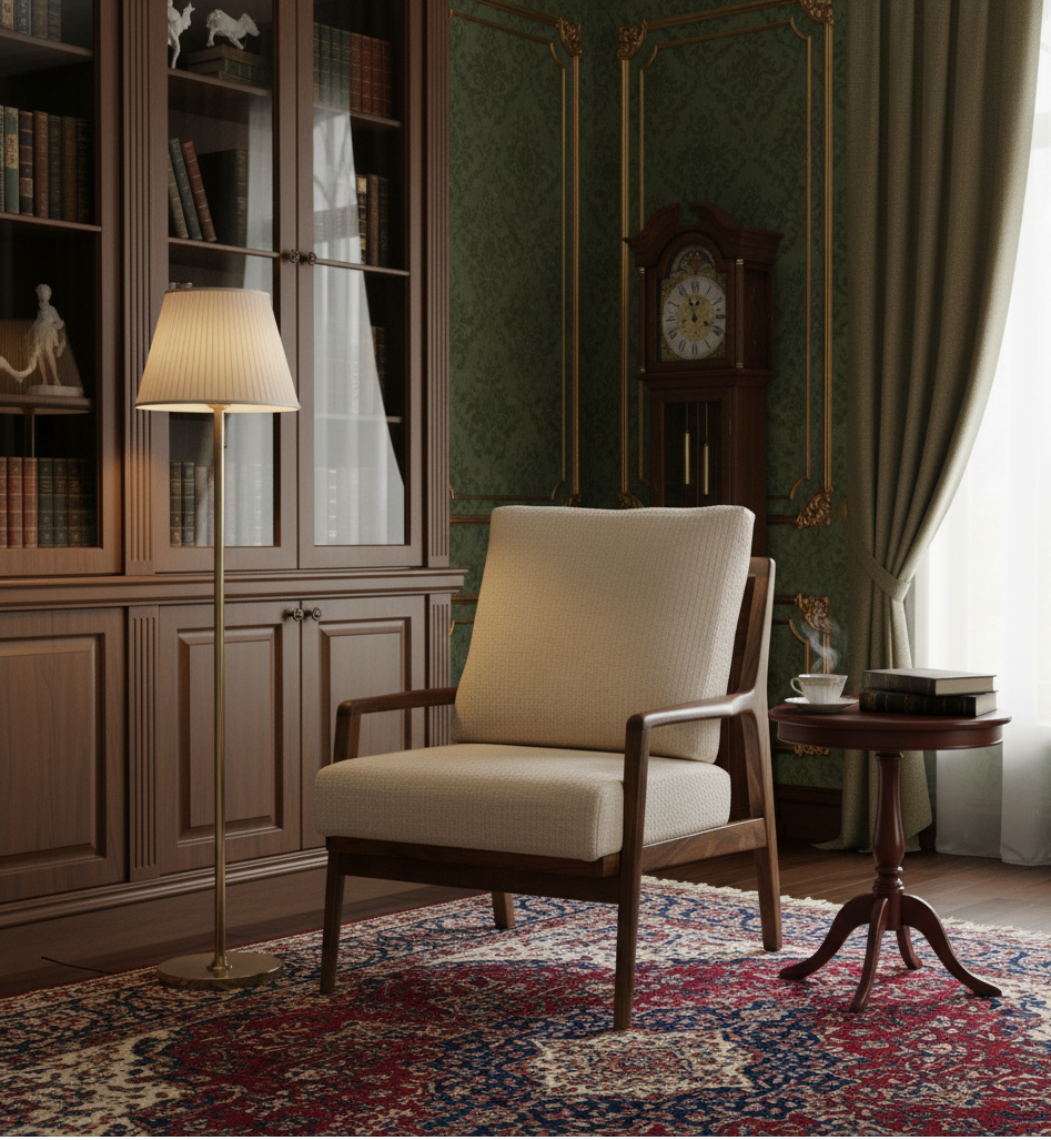 Gala Acacia Wood Fabric Arm Chair