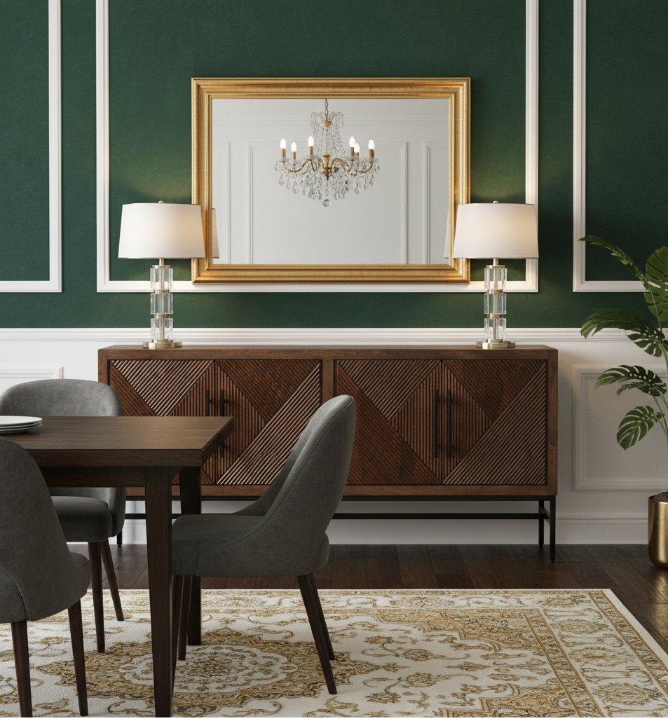 Nolan Mango Wood Metal Stand 4 Door Sideboard