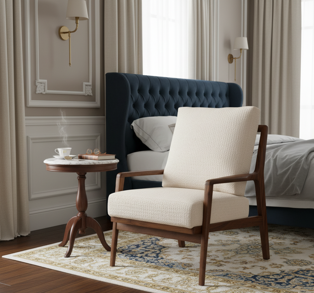 Gala Acacia Wood Fabric Arm Chair