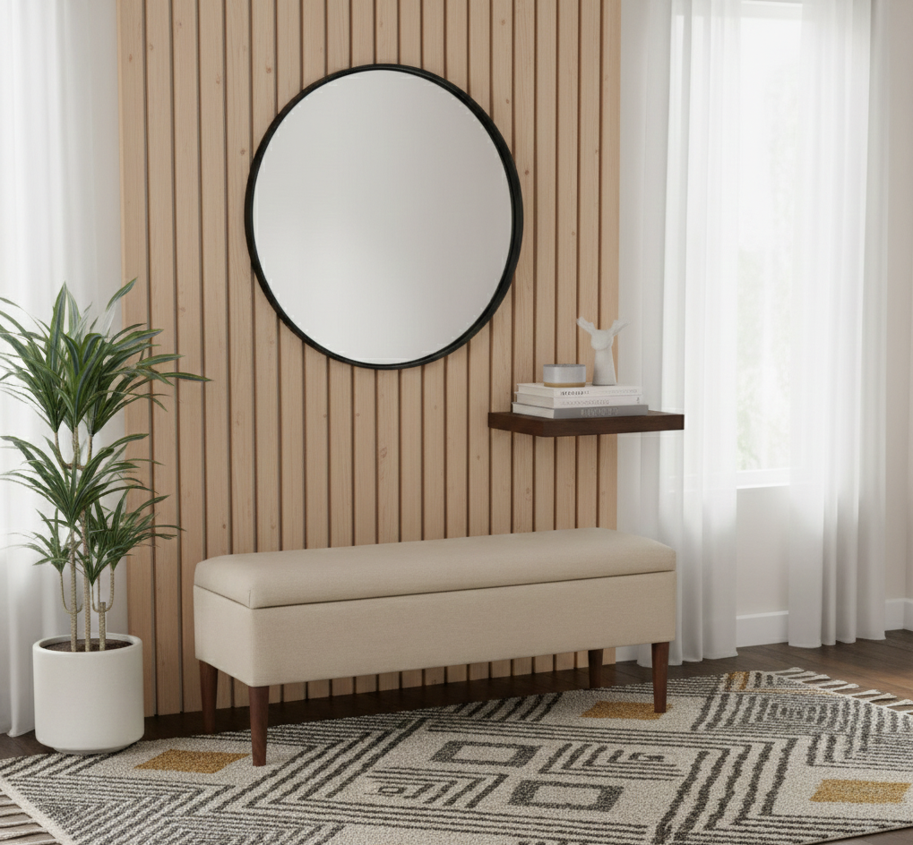 Anbu Acacia Wood Linen Storage Bench