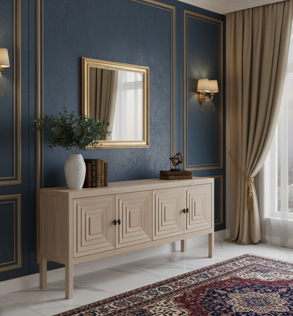 Reevira Mango Wood 4 Door Sideboard