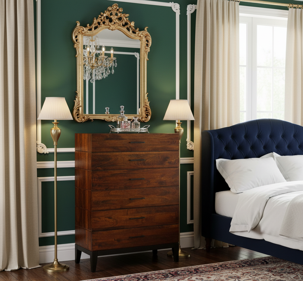 Evoke Mango Wood 6 Drawer Highboy