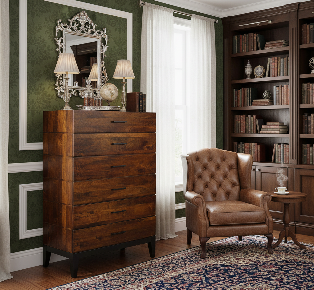 Evoke Mango Wood 6 Drawer Highboy