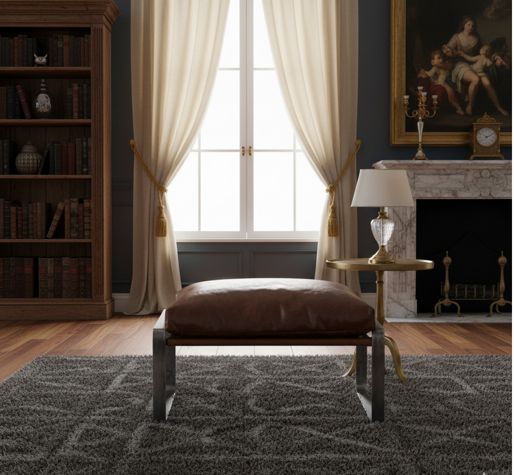 Damo Leather Ottoman