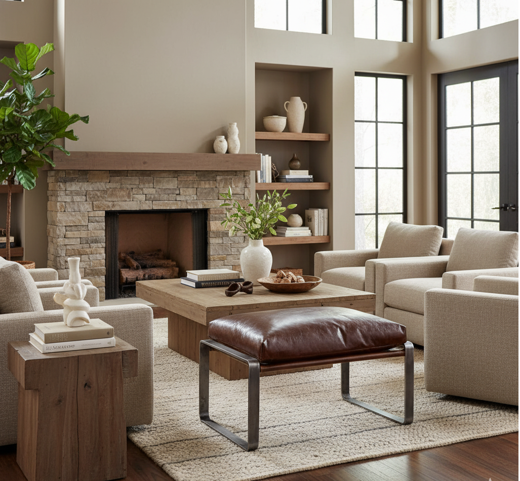 Damo Leather Ottoman