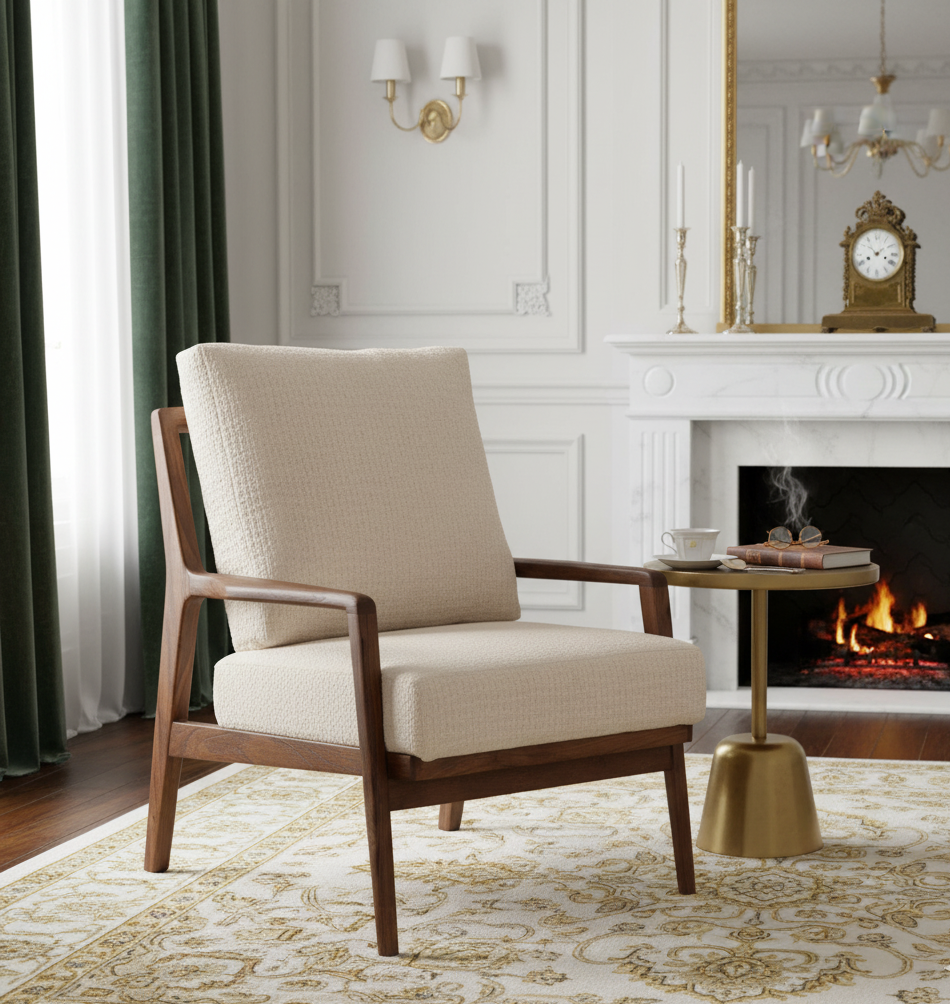 Gala Acacia Wood Fabric Arm Chair