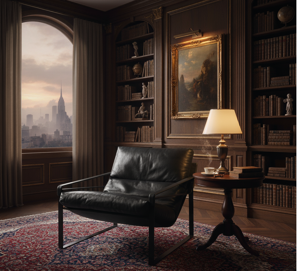 Porgabi Metal & Buff Leather Lounge Chair