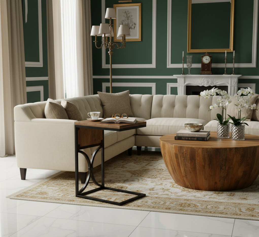 Glendon Acacia Wood Metal C Table