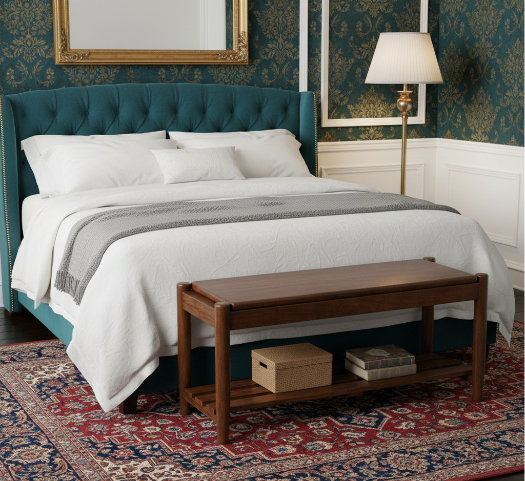 Asolo Acacia Wood EntryWay Bench in Washed Walnut