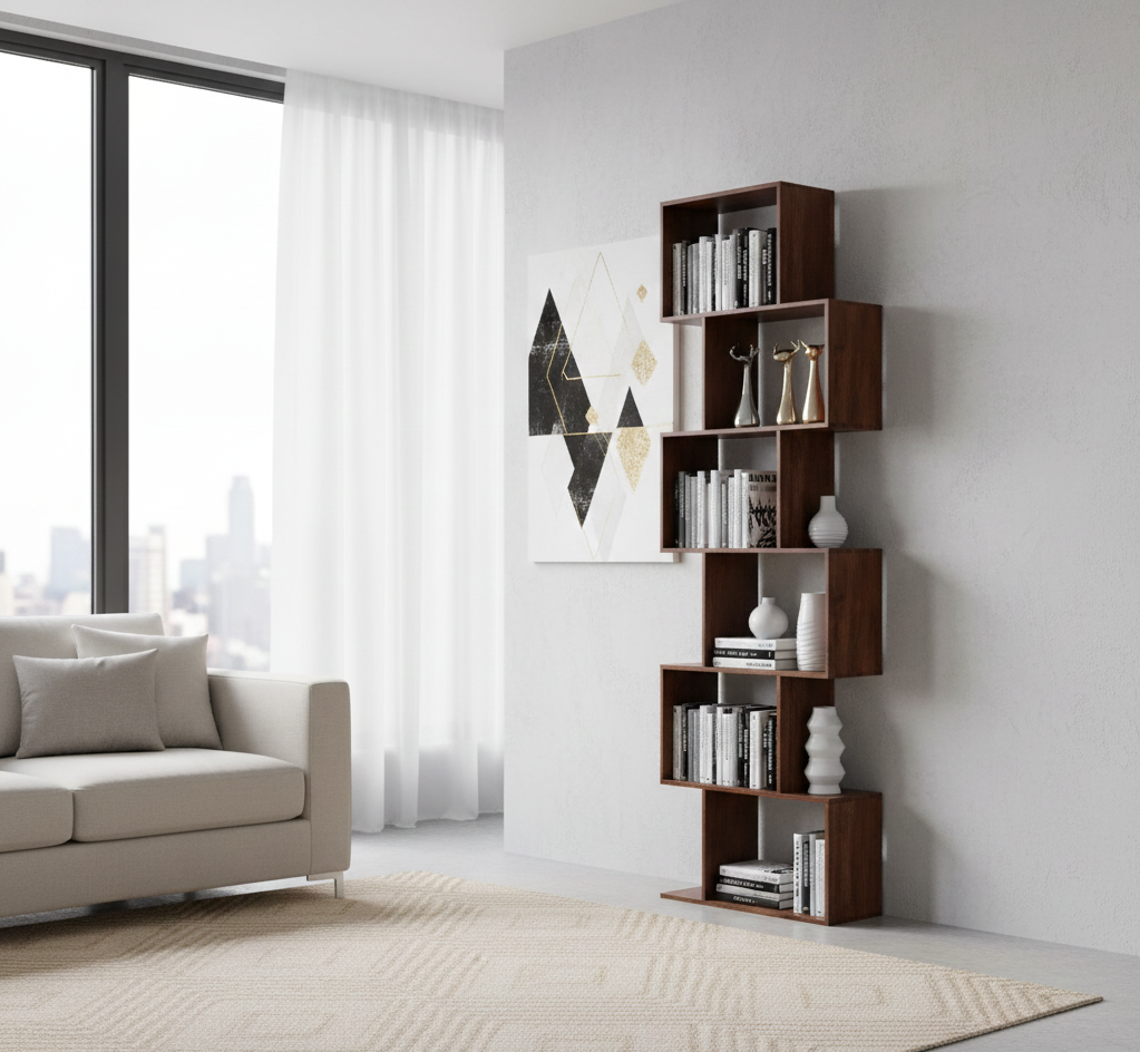 Riyad Acacia Wood 6 Compartment Bookcase