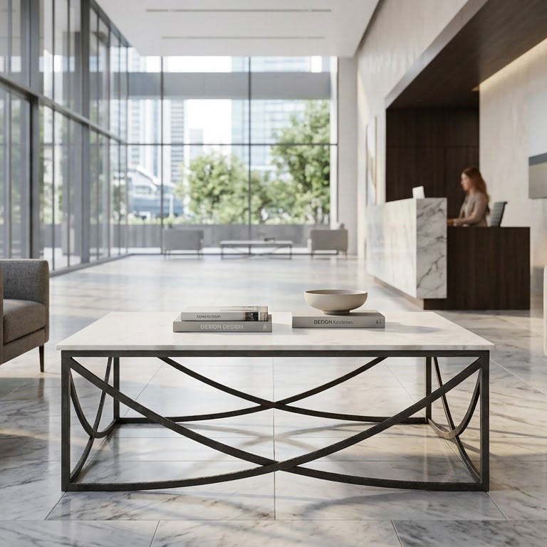 Grace Marble Top Iron Coffee Table