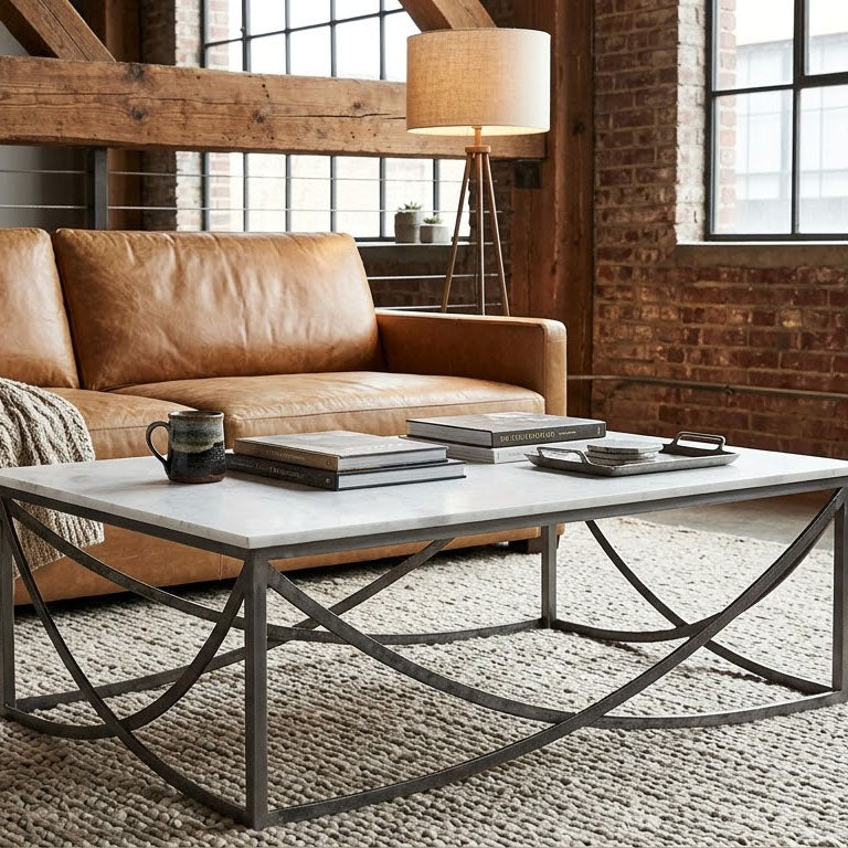 Grace Marble Top Iron Coffee Table