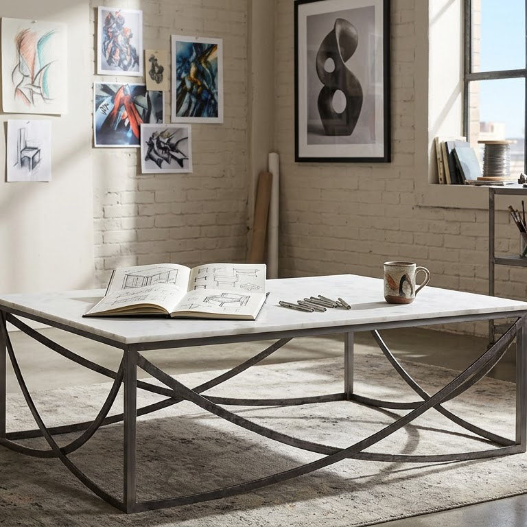 Grace Marble Top Iron Coffee Table