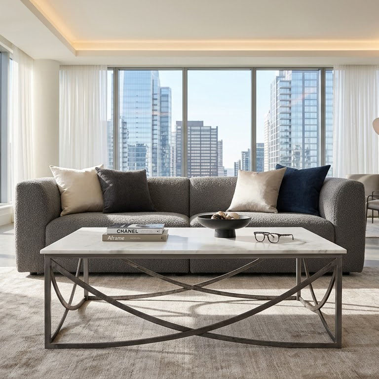 Grace Marble Top Iron Coffee Table