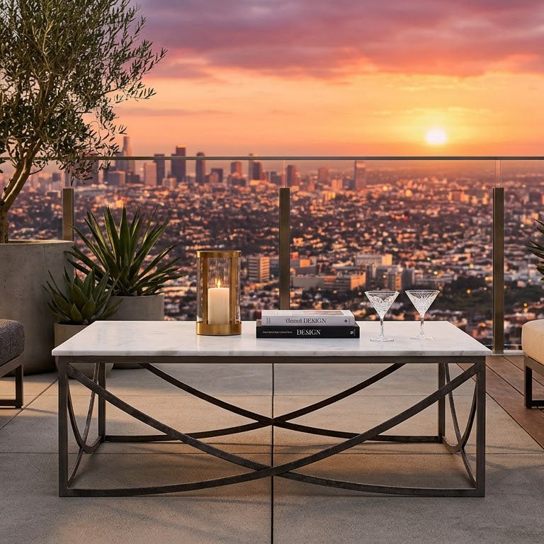 Grace Marble Top Iron Coffee Table