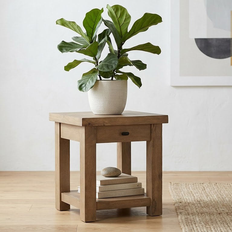 Hamil Mango Wood 1 Drawer Side Table