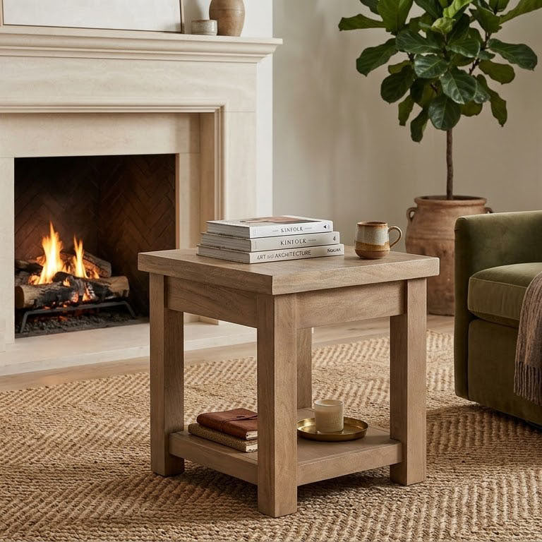 Hamil Mango Wood 1 Drawer Side Table