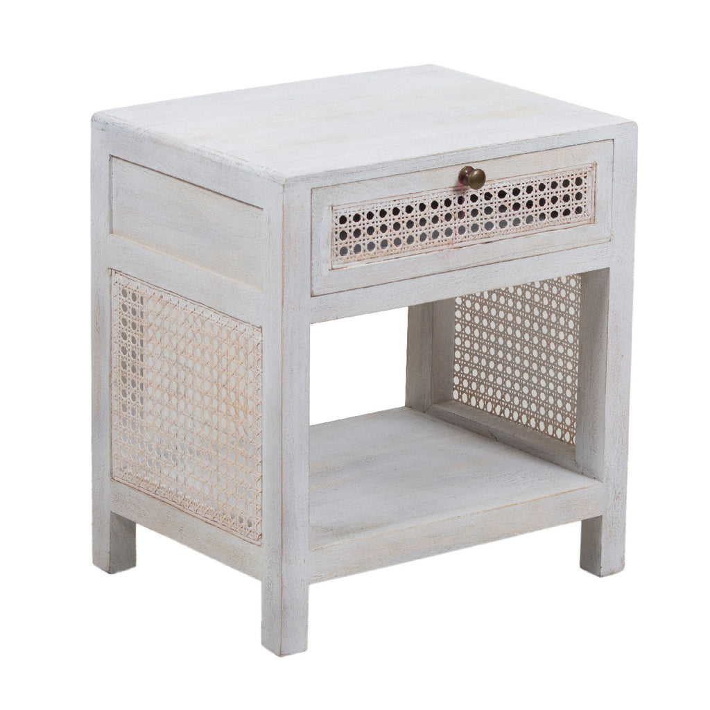 Havana Mango Wood End Table - White Wash