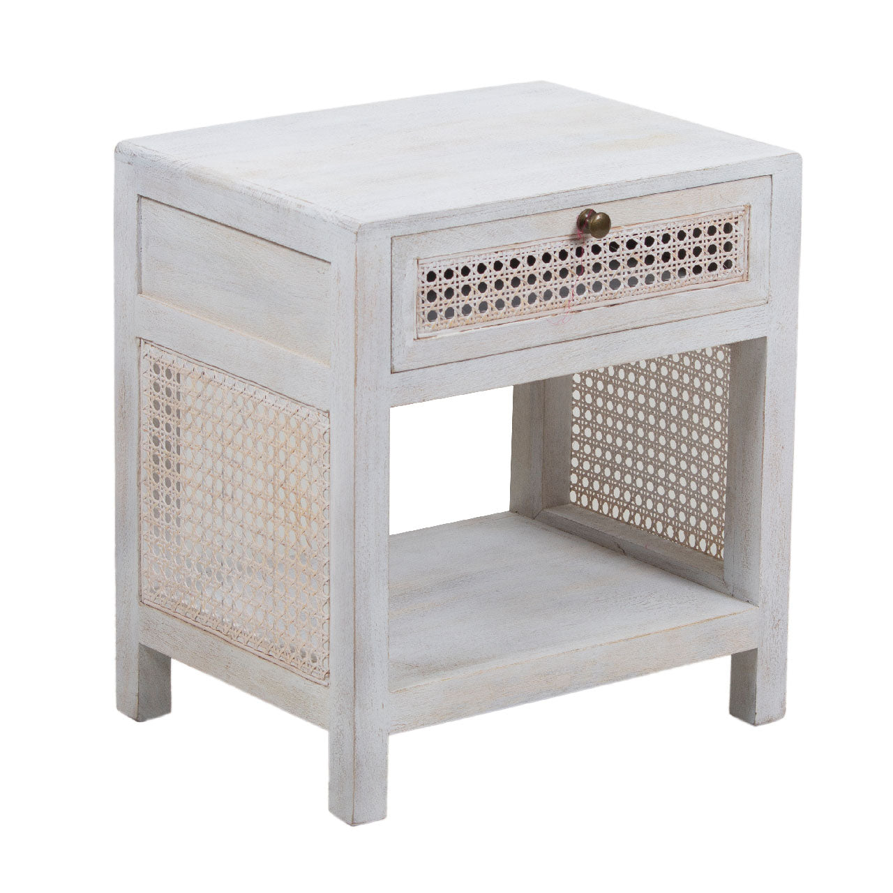 Havana Mango Wood End Table - White Wash