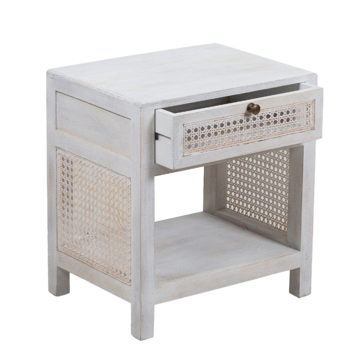 Havana Mango Wood End Table - White Wash