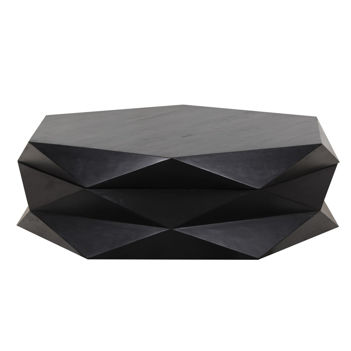 Hexagonal Mango Wood Coffee Table with Storage