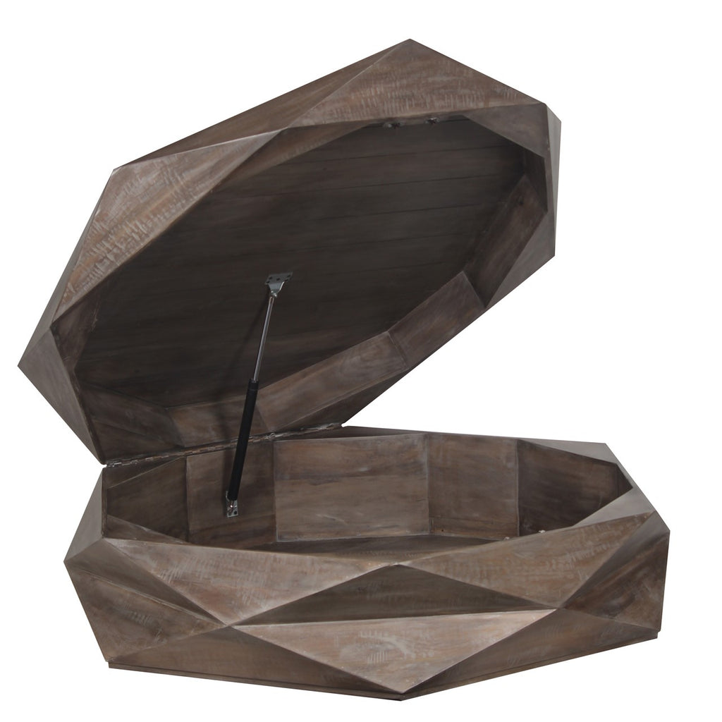 Hexagonal Mango Wood Coffee Table with Storage