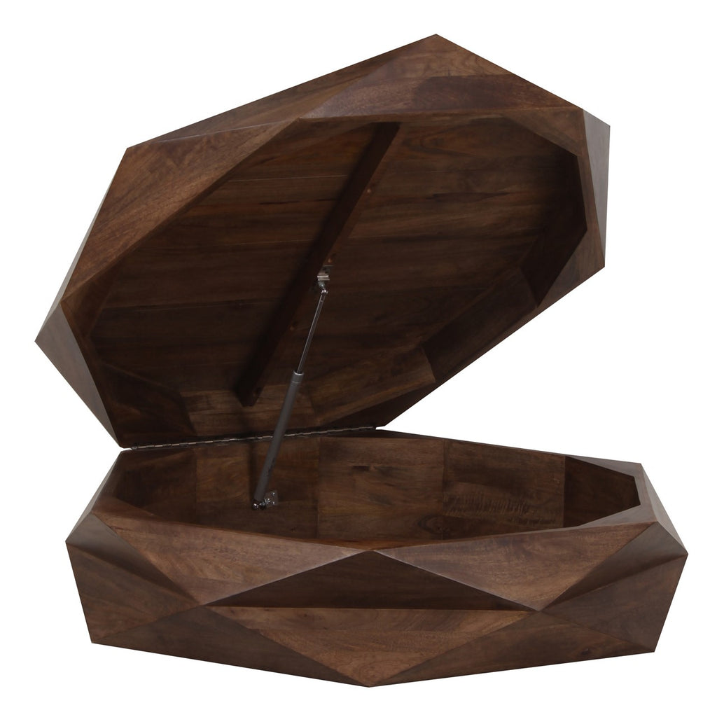 Hexagonal Mango Wood Coffee Table with Storage