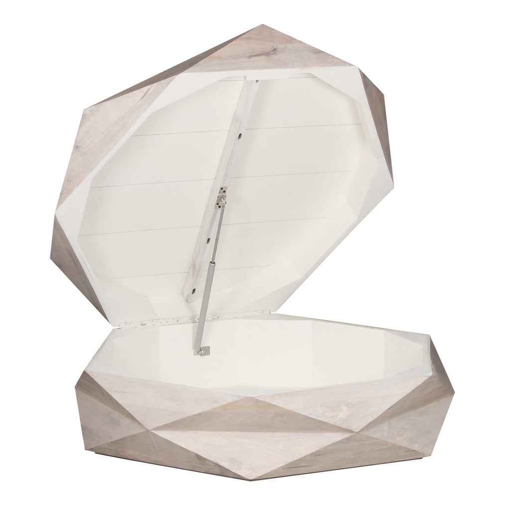 Hexagonal Mango Wood Coffee Table with Storage