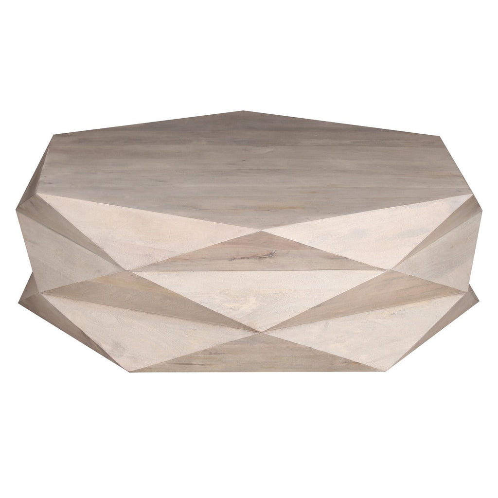 Hexagonal Mango Wood Coffee Table with Storage