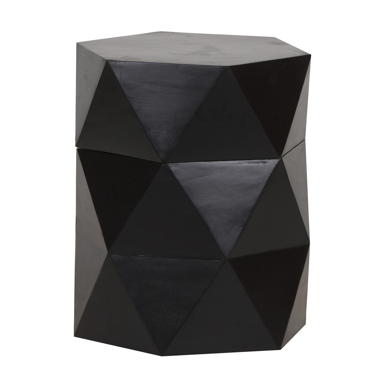 Hexagonal Mango Wood Side Table with Storage